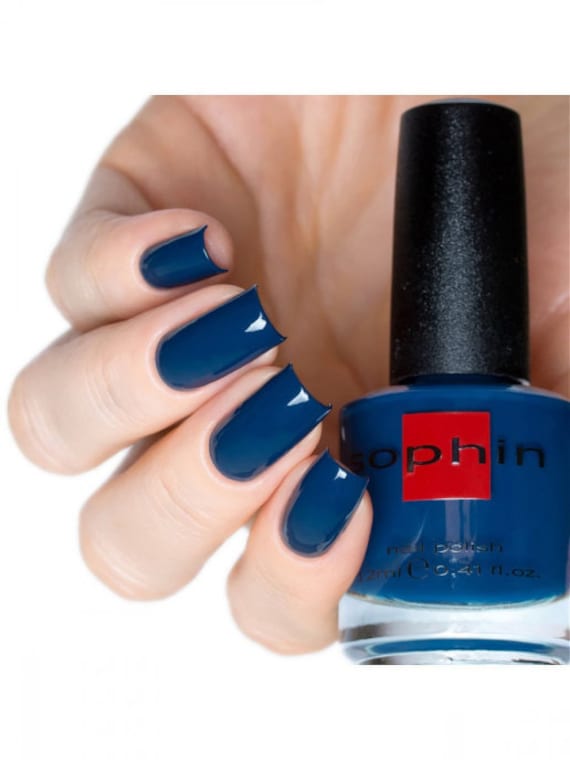 Dunkelblauer Nagellack, Sophin 0245, Indigo Glossy Finish, Vegane Kosmetik, Trendy Nägel von sophincosmetics