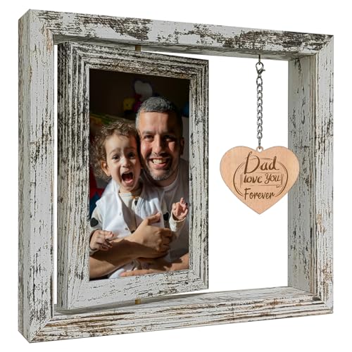 Holz-Bilderrahmen mit Aufschrift "Dad Love You Forever", Weihnachtsgeschenke für Papa von Tochter und Sohn (Dis Two 15,2 x 10,2 cm) von soruney