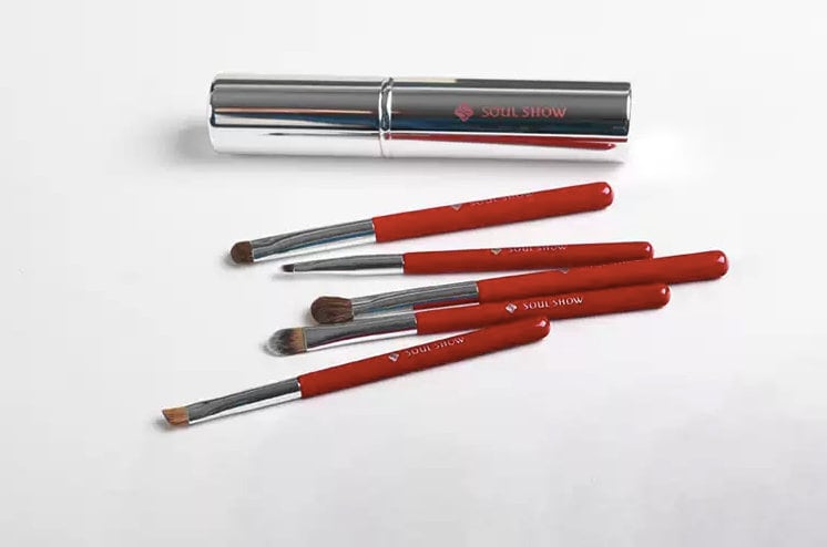 5 Stück Naturhaar Lidschatten Pinsel Set Mit Aluminium von soulshowbrush