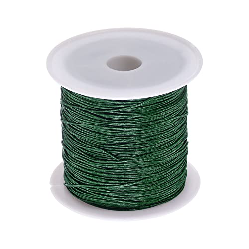 sourcing map 1 Rolle Nylon Perle Faden Knoten Schnur 0.6mm 50 Yards Geflochten Nylon Satinschnüren für Armband Halskette Kumihimo, Dunkel Grün von sourcing map