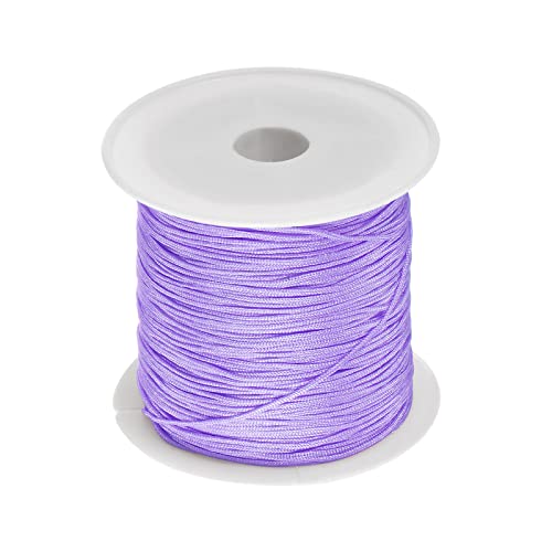 sourcing map 1 Rolle Nylon Perle Faden Knoten Schnur 0.6mm 50 Yards Geflochten Nylon Satinschnüren für Armband Halskette Kumihimo, Helle Lila von sourcing map