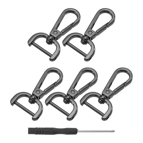 sourcing map 1 Set abnehmbare Karabinerhaken, 2 cm D-Ring-Drehverschluss für Geldbörsen, Push-Tor, Karabinerverschlüsse, modischer Clip, Geldbörsenherstellung mit Schraubendreher, Grau von sourcing map