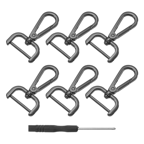 sourcing map 1 Set abnehmbarer Karabinerhaken, 2,5 cm D-Ring-Drehverschluss für Geldbörsen, Push-Tor, Karabinerverschlüsse, modischer Clip, Geldbörsenherstellung mit Schraubendreher, Schwarz von sourcing map