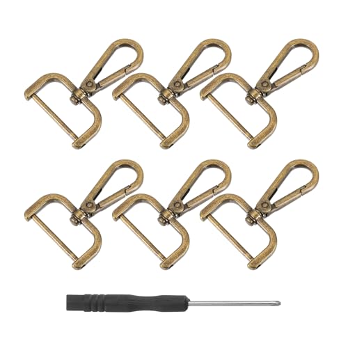 sourcing map 1 Set abnehmbarer Karabinerhaken, 3,2 cm D-Ring-Drehverschluss für Geldbörsen, Push-Tor, Karabinerverschlüsse, modischer Clip, Geldbörsenherstellung mit Schraubendreher, Bronze von sourcing map