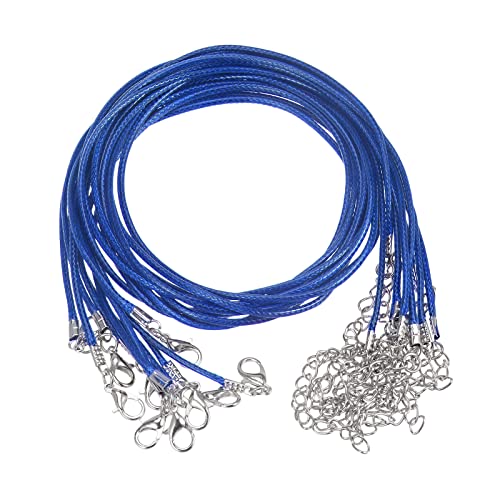 sourcing map 10 Stück Gewachste Halsketten Schnur 16 Zoll 1.5mm Durchm. Halsketten Kordel mit Verschluss für Anhänger Armbänder Halsketten Schmuck Perlenzubehör Blau von sourcing map