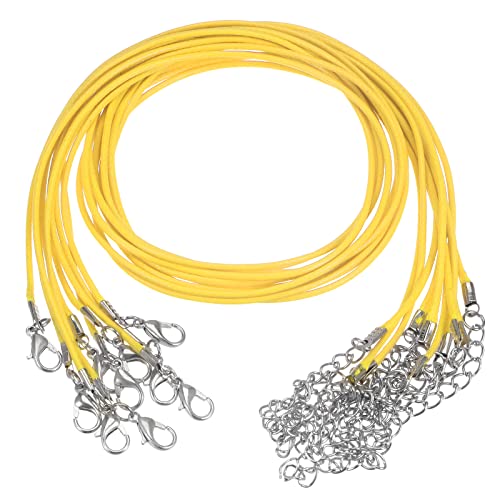 sourcing map 10 Stück Gewachste Halsketten Schnur 16 Zoll 1.5mm Durchm. Halsketten Kordel mit Verschluss für Anhänger Armbänder Halsketten Schmuck Perlenzubehör Gelb von sourcing map