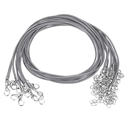 sourcing map 10 Stück Gewachste Halsketten Schnur 16 Zoll 1.5mm Durchm. Halsketten Kordel mit Verschluss für Anhänger Armbänder Halsketten Schmuck Perlenzubehör Grau von sourcing map