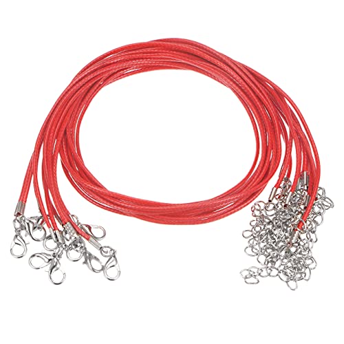 sourcing map 10 Stück Gewachste Halsketten Schnur 16 Zoll 1.5mm Durchm. Halsketten Kordel mit Verschluss für Anhänger Armbänder Halsketten Schmuck Perlenzubehör Rot von sourcing map