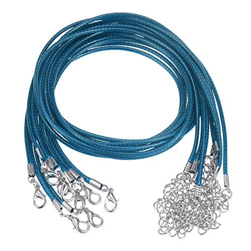 sourcing map 10 Stück Gewachste Halsketten Schnur 16 Zoll 2mm Durchm. Halsketten Kordel mit Verschluss für Anhänger Armbänder Halsketten Schmuck Perlenzubehör Himmel Blau von sourcing map