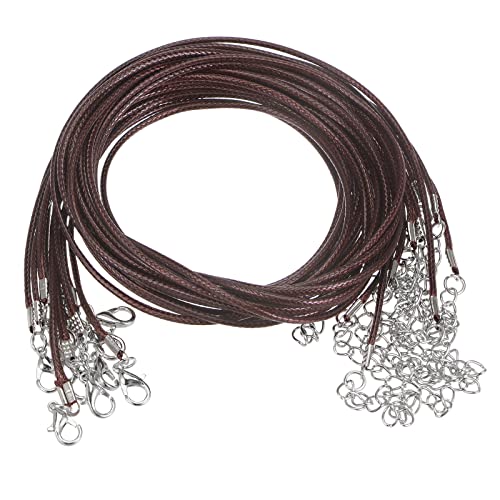 sourcing map 10 Stück Gewachste Halsketten Schnur 23 Zoll 1.5mm Durchm. Halsketten Kordel mit Verschluss für Anhänger Armbänder Halsketten Schmuck Perlenzubehör Dunkel Braun von sourcing map