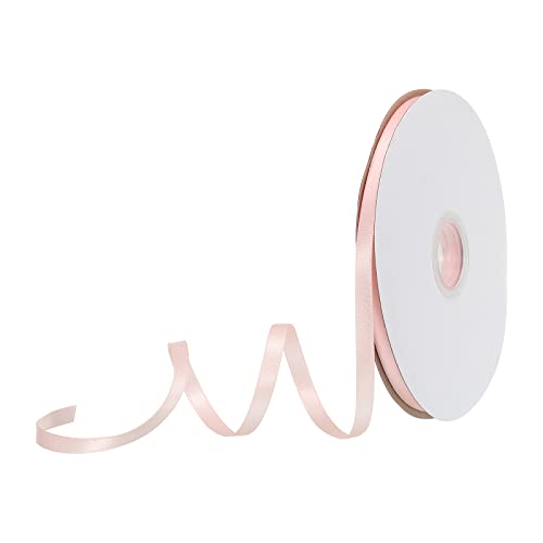 sourcing map 10 mm x 46 Meter Satinband Doppelseitige Schleifenband Polyester Geschenkband für Deko Party Hochzeit Geburtstag Trauer Geschenkverpackung Band, Pfirsichrosa von sourcing map