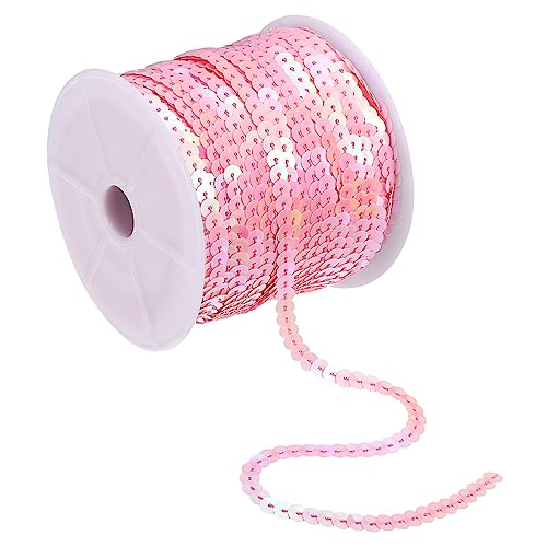 sourcing map 100 Yards 6mm Flach Pailletten Streifen Spange Paillette Schnur Schleife Rolle Pailletten Beschnitt für Nähen Handwerke Kostüm Verzierungen Rosa von sourcing map