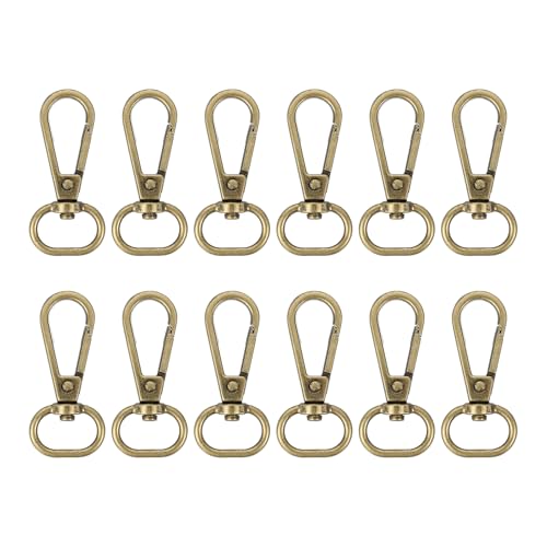 sourcing map 12 Stück Drehverschluss-Haken, 1,7 cm D-Ring, Wirbel, Geldbörsen-Clips für Handtaschen, Geldbörsenriemen, Hardware für Taschenherstellung, Push-Tor-Karabinerverschluss, Bronze von sourcing map