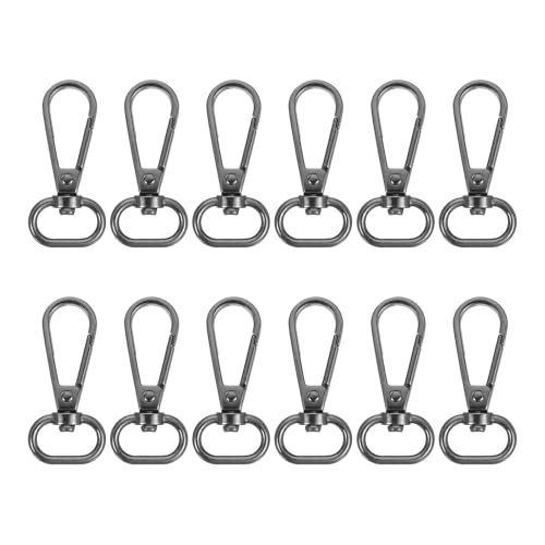 sourcing map 12 Stück Drehverschluss-Haken, 1,7 cm D-Ring, Wirbel, Geldbörsen-Clips für Handtaschen, Geldbörsenriemen, Hardware für Taschenherstellung, Push-Tor-Karabinerverschluss, Grau von sourcing map