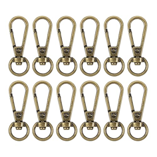 sourcing map 12 Stück Drehverschluss-Haken, 1,9 cm D-Ring, Wirbel, Geldbörsen-Clips für Handtasche, Geldbörsenriemen, Hardware für Taschenherstellung, Push-Tor-Karabinerverschluss, Bronze von sourcing map