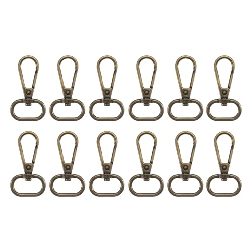 sourcing map 12 Stück Drehverschluss-Haken, 1,9 cm D-Ring-Drehgelenk-Clips für Handtaschen, Geldbörsenriemen, Hardware für Taschenherstellung, Push-Tor-Karabinerverschluss, Bronze von sourcing map