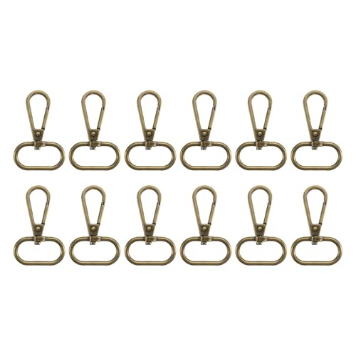 sourcing map 12 Stück Drehverschluss-Haken, 2,5 cm D-Ring, Wirbel, Geldbörsen-Clips für Handtaschen, Geldbörsenriemen, Hardware für Taschenherstellung, Push-Tor-Karabinerverschluss, Bronze von sourcing map