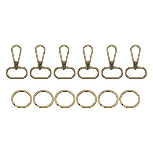 sourcing map 12 Stück Drehverschluss-Haken, 2,5 cm D-Ring-Drehgelenk-Clips für Handtaschen, Geldbörsenriemen, Hardware für Taschenherstellung, Karabinerverschluss mit Schlüsselring, Bronze von sourcing map