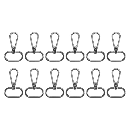 sourcing map 12 Stück Drehverschluss-Haken, 2,5 cm D-Ring-Drehgelenk-Clips für Handtaschen, Geldbörsenriemen, Hardware für Taschenherstellung, Push-Tor-Karabinerverschluss, Grau von sourcing map