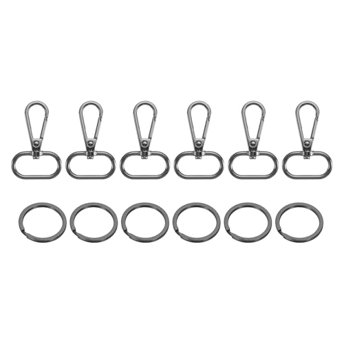 sourcing map 12 Stück Drehverschluss-Haken, 2,5 cm D-Ring-Drehgelenk-Clips für Handtaschen, Geldbörsenriemen, Hardware für Taschenherstellung, Push-Tor-Karabinerverschluss mit Schlüsselring, Grau von sourcing map