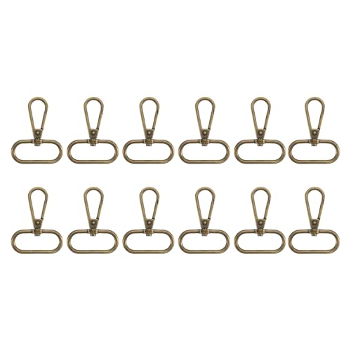 sourcing map 12 Stück Drehverschluss-Haken, 3,2 cm D-Ring, Wirbel, Geldbörsen-Clips für Handtasche, Geldbörsenriemen, Hardware für Taschenherstellung, Push-Tor-Karabinerverschluss, Bronze von sourcing map