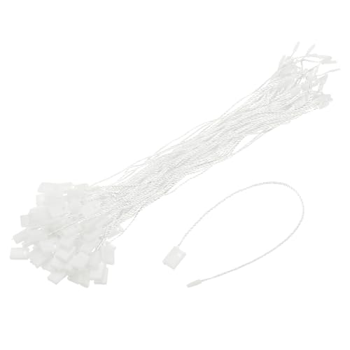 sourcing map 140 Stück Nylon-Hängeetiketten, 17,5 cm, Schnappverschluss-Nadeln, Schlaufen, Preisschilder, Kunststoffanhänger, Krawatten für Kleidung, Etiketten, Anhänger mit Schnur, Weiß von sourcing map