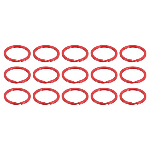 sourcing map 15 x geteilte Schlüsselanhängerringe, 30 mm, rund, flach, Schlüsselhalter, geteilte Seite, Schlüsselring für Schlüsselorganisation, Auto-Lanyards, Schlüsselbefestigung, Rot von sourcing map