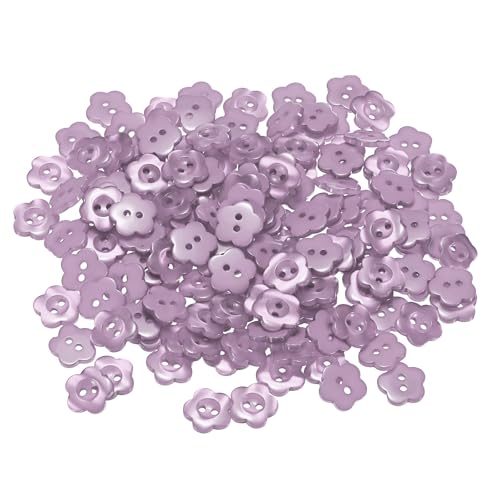 sourcing map 150 Stück 24L Blumen-Nähknöpfe 15 mm Harz Stern 2 Löcher Handwerk Ersatzknöpfe zum Nähen von Kleidung und Heimwerken, Hellviolett von sourcing map