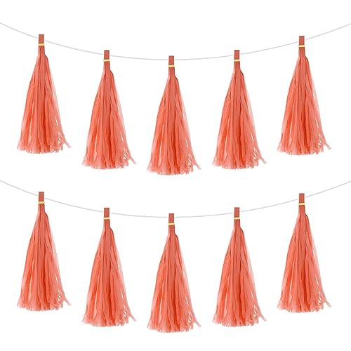 sourcing map 15Stk Orange Quaste Girlande Banner mit Seil Seidenpapier Quasten Party Quasten Bastel Set für Hochzeit Geburtstag Party Deko von sourcing map