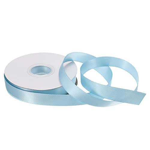 sourcing map 15mm 25 Yard Satinschleife Ripsband Dünne Fest Seide Hochzeit Blumenstrauß Band für Verpackung Kuchen Box Schleifen Hell Blau von sourcing map