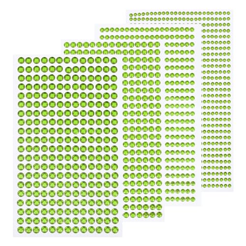 sourcing map 1792 Stück 4 Bögen Grüne Strasssteine Aufkleber 3/4/5/6 mm Selbstklebende Strasssteine für DIY Dekoration Basteln Gesicht Augen Nägel Haare Make-up von sourcing map