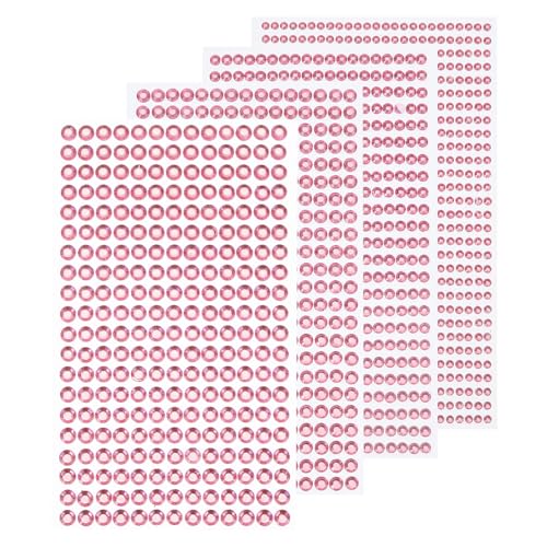 sourcing map 1792 Stück 4 Bögen Hellrosa Strasssteine 3/4/5/6 mm Selbstklebende Strasssteine für DIY-Dekoration Basteln Gesicht Augen Nägel Haare Make-up von sourcing map