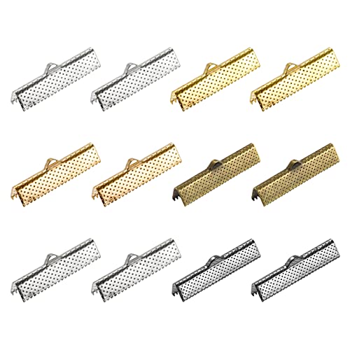 sourcing map 180 Stück Band Crimp Klemme Enden 30mm Lesezeichen Schnur Ende Verschlüsse für DIY Basteln 6 Farben von sourcing map