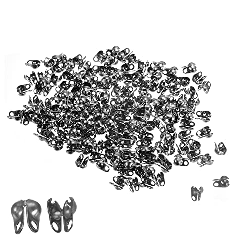 sourcing map 180 Stück Perlen Spitzen Knoten Abdeckung 7.7mm Metall Offene Perlenspitzen Clamshell Umklappung Perlenabdeckung für Schmuckherstellung DIY Dunkelgrau von sourcing map