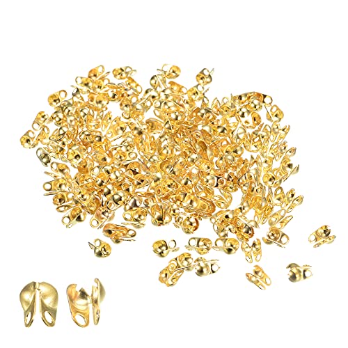 sourcing map 180 Stück Perlen Spitzen Knoten Abdeckung 7.7mm Metall Offene Perlenspitzen Clamshell Umklappung Perlenabdeckung für Schmuckherstellung DIY Gold von sourcing map