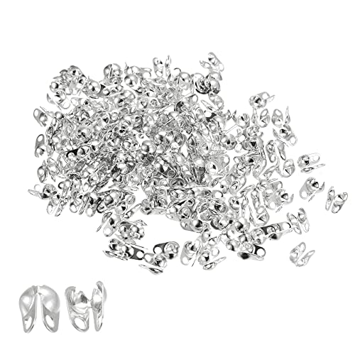 sourcing map 180 Stück Perlen Spitzen Knoten Abdeckung 7.7mm Metall Offene Perlenspitzen Clamshell Umklappung Perlenabdeckung für Schmuckherstellung DIY Silber von sourcing map