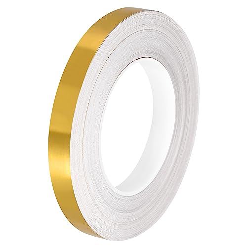 sourcing map 1Stk Metallisch Spiegelband 0.59" x164Ft Selbstklebend Fliesen Aufkleber Klebeband Leuchtende Gold Metallisch Klebeband Wasserdicht Lücke Versiegelung Folie Dekor Klebeband von sourcing map