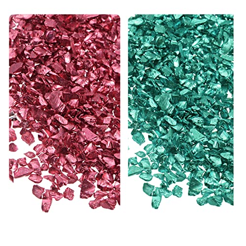 sourcing map 2 Farben Glassplitter 1-4mm glitzernd metallisch Glas 28g Rot Dunkelgrün von sourcing map