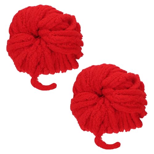 sourcing map 2 x grobes Garn, sperriges, dickes, flauschiges Garn zum Häkeln, weiche Chenille-Decke zum Handstricken, Häkeln (Rot, 27 m) von sourcing map