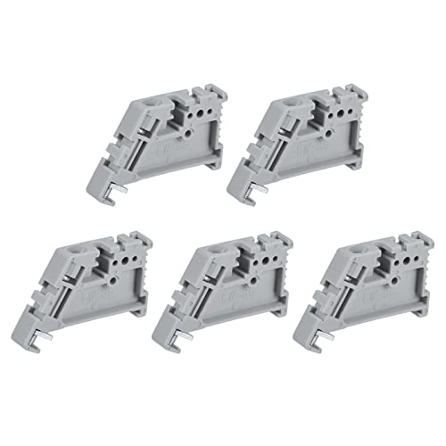 sourcing map 20 Stück DIN Rail Mount Terminal Blocks Endstopper Schraube Typ Klemme grau EW/35 von sourcing map