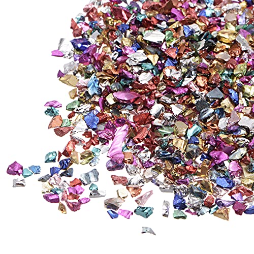 sourcing map 20 g Crushed Glass Chips, 2–4 mm unregelmäßiges, metallisches, grobes Glitzerglas für Bastelarbeiten, Schmuck, Vasenfüller, Epoxidharz, Dekoration, bunt von sourcing map