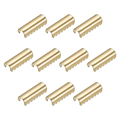 sourcing map 200Stk Umklappen Crimp Ende Kappen 0.49" Bändchen Crimpende Schmuck Herstellung Fundstücke für Leder Dekoration DIY Zubehör Gold Ton von sourcing map