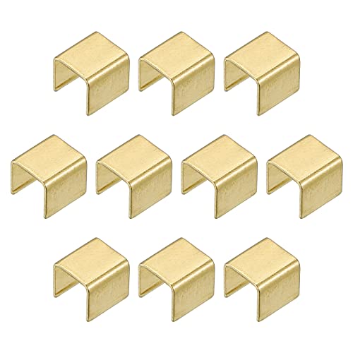 sourcing map 200Stk Umklappen Crimp Kappen 6 x 6mm Bändchen Crimpende Verschluss Spitzen Leder Klammern für Schmuck DIY Handwerk Herstellung Gold Ton von sourcing map