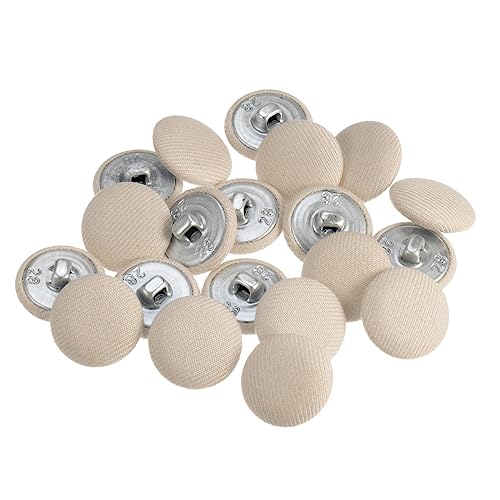 sourcing map 20Stk 28L Stoff Tuch Bedeckter Knopf 18mm Rund Metall Schaft Nähen Knöpfe für Anzüge Kleid Blusen Beige von sourcing map