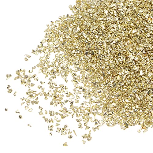 sourcing map 20g Crushed Glass Chips 1-3mm unregelmäßig metallisch Glitzerglas Helles Gold von sourcing map