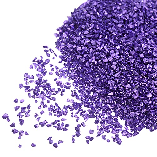 sourcing map 20g Crushed Glass Chips 1-3mm unregelmäßig metallisch Glitzerglas Hellviolett von sourcing map