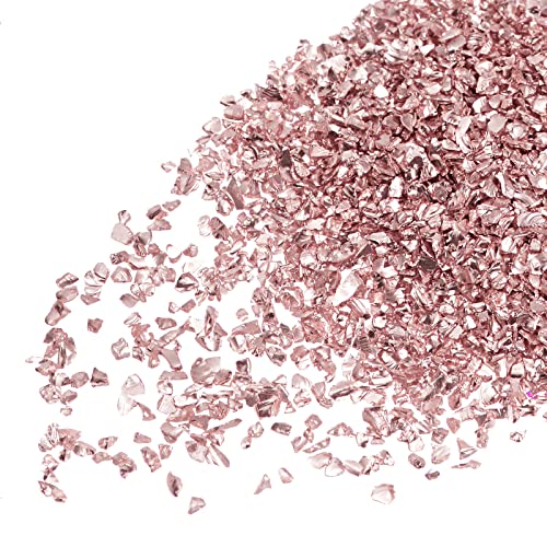 sourcing map 20g Crushed Glass Chips 1-3mm unregelmäßig metallisch Glitzerglas Rosa von sourcing map