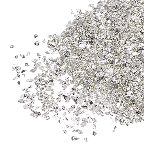 sourcing map 20g Crushed Glass Chips 1-3mm unregelmäßig metallisch Glitzerglas Silberton von sourcing map