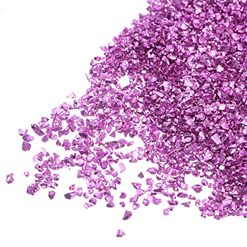 sourcing map 20g Crushed Glass Chips 1-3mm unregelmäßig metallisch Glitzerglas Violett Rot von sourcing map