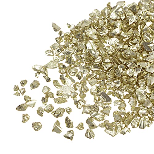 sourcing map 20g Glassplitter 2-4mm unregelmäßiges metallisches Glitterglas Helles Gold von sourcing map